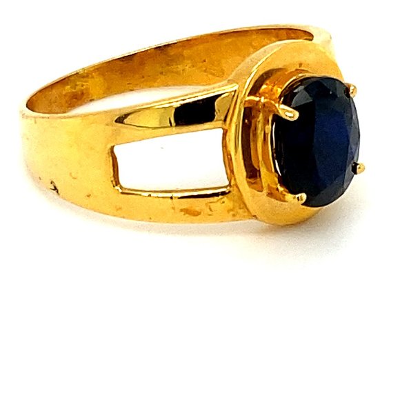 Blue Sapphire 1.67ct Solid 21K Gold Ring - Picture 3 of 7